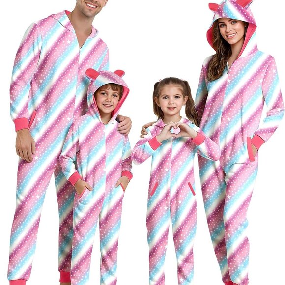 Family Christmas Pajamas Onesie Hooded Sleepwear All Sizes Available - Picture 1 of 4